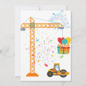 かわいい建設テーマの子供の誕生日パーティーの招待状 招待状 (裏面)