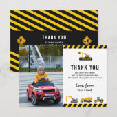 かわいい建設トラックの写真の誕生日 サンキューカード (正面/裏面)