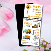 かわいい建設トラックの子供たち 4歳の誕生日 招待状