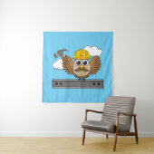 かわいい建設作業員フクロウの漫画 タペストリー (インサイチュ)