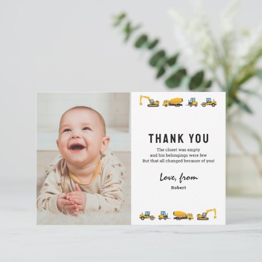 かわいい建設写真の誕生日感謝カード サンキューカード (スタンド正面)