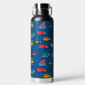 かわいい建設引越し業者パターン ウォーターボトル (正面)