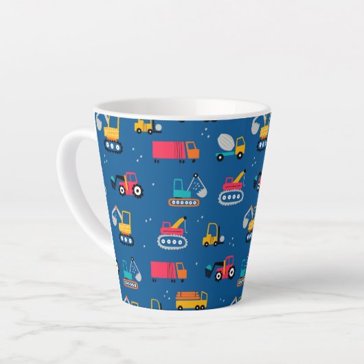 かわいい建設引越し業者パターン カフェラテマグ (左アングル)