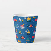 かわいい建設引越し業者パターン カフェラテマグ (正面)