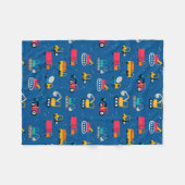 かわいい建設引越し業者パターン フリースブランケット (正面(横))