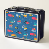 かわいい建設引越し業者パターン メタルランチボックス (裏面)