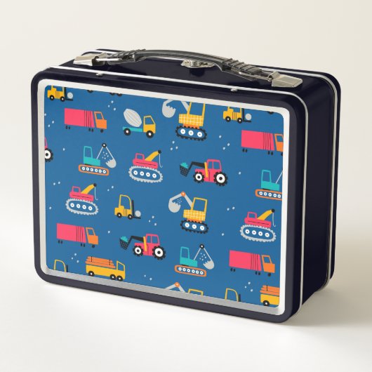 かわいい建設引越し業者パターン メタルランチボックス (裏面)