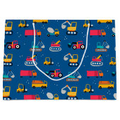 かわいい建設引越し業者パターン ラージペーパーバッグ (正面)