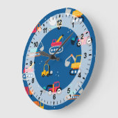 かわいい建設引越し業者パターン ラージ壁時計 (傾斜)