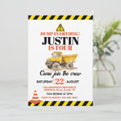 かわいい建設業のあらゆる年齢の誕生日パーティー 招待状 (スタンド正面)