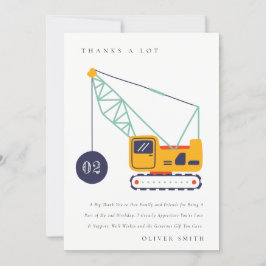 かわいい建設用クレーン車 あらゆる年齢の誕生日 サンキューカード