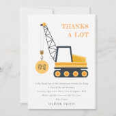 かわいい建設用クレーン車 どんな年齢の誕生日でも サンキューカード (正面)