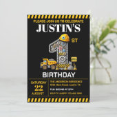 かわいい建設1歳誕生日パーティー 招待状 (スタンド正面)