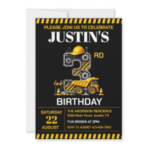 かわいい建設3歳の誕生日パーティー