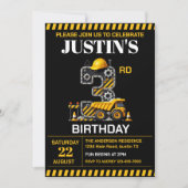 かわいい建設3歳誕生日パーティー 招待状 (正面)