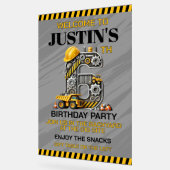 かわいい建設 6歳の誕生日パーティー アクリルサイン (傾斜)