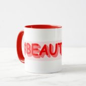 かわいい式デザイン「#BEAUTIFUL」。買今 マグカップ (正面左)