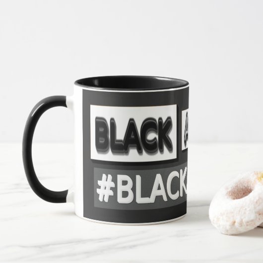 かわいい式デザイン「#BLACKANDWHITE」。買今 マグカップ (ドーナツ)
