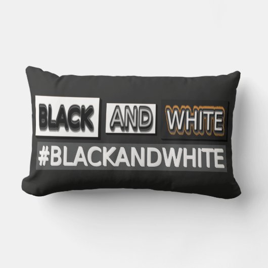 かわいい式デザイン「#BLACKANDWHITE」。買今 ランバークッション (正面)