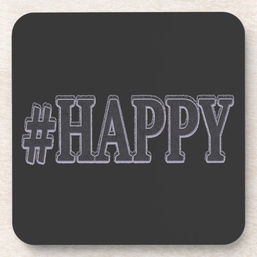 かわいい式デザイン「#HAPPY」。買ピルを投げる コースター (正面)