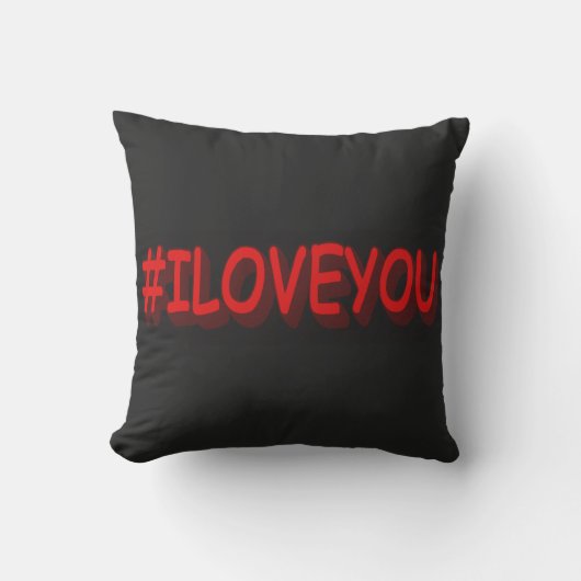 かわいい式デザイン「#ILOVEYOU」。今買の勢い クッション (正面)