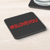 かわいい式デザイン「#ILOVEYOU」。買今 コースター (左側)
