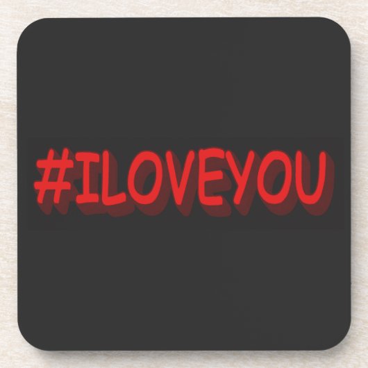 かわいい式デザイン「#ILOVEYOU」。買今 コースター (正面)