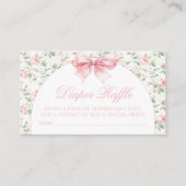 かわいい弓フローラベビーガールシャワーおむつラッフル エンクロージャーカード (正面)