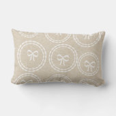 かわいい弓リネン織り目加工のモノグラムの ランバークッション (裏面)