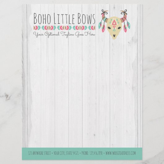 かわいい弓及び素朴なブティックが付いているBoho牛スカル レターヘッド (正面)