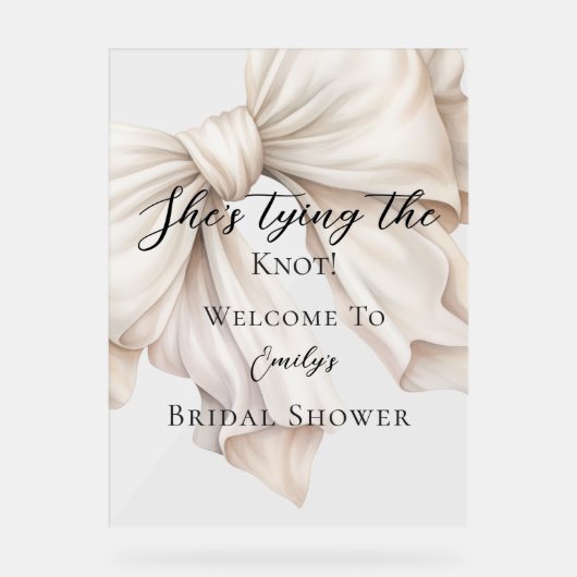 かわいい弓結び結びブライダルシャワー アクリルサイン (正面)