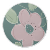 かわいい引き出し引き出し色あせたバラとティール（緑がかった色） セラミックノブ (正面)