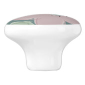 かわいい引き出し引き出し色あせたバラとティール（緑がかった色） セラミックノブ (側面)