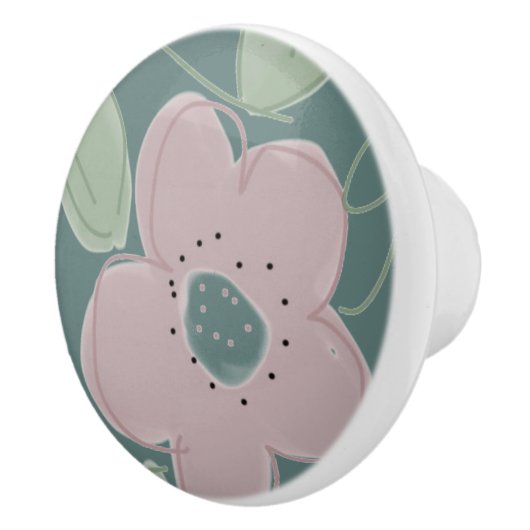 かわいい引き出し引き出し色あせたバラとティール（緑がかった色） セラミックノブ (右)