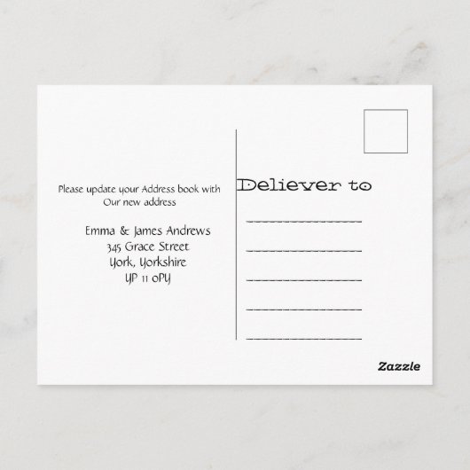 かわいい引っ越しましたの新しいアドレスのお知らせ ポストカード (裏面)