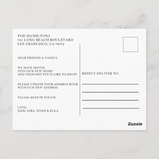 かわいい引っ越しましたグリーンウォーターカラーフロントドア ポストカード (裏面)