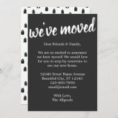 かわいい引っ越しましたハウスブラックムービングアナウンス 案内状 (正面/裏面)