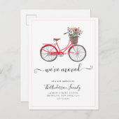かわいい引っ越しましたフローラ自転車の新しいアドレス移動 案内ポストカード (正面/裏面)