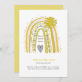 かわいい引っ越しましたボホイエローグレーレインボー 案内状 (正面/裏面)