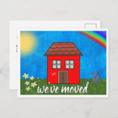 かわいい引っ越しましたレッドハウススケッチ発表 案内ポストカード (正面/裏面)