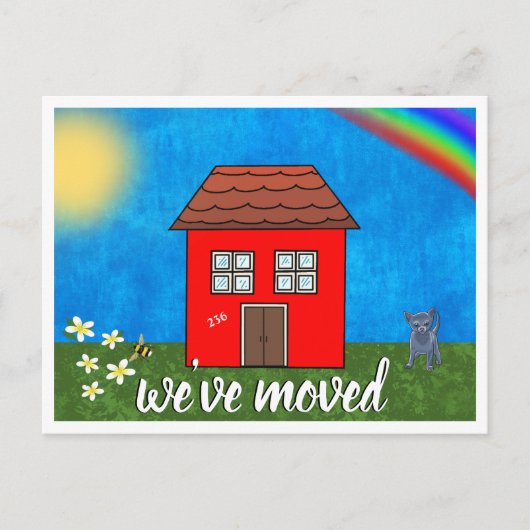 かわいい引っ越しましたレッドハウススケッチ発表 案内ポストカード (正面)