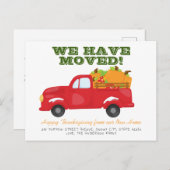 かわいい引っ越しました感謝与カボチャのトラック移動 案内ポストカード (正面/裏面)