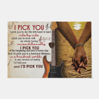 かわいい引用文マットギフト、私はあなたをギタリストを選ぶ ドアマット
