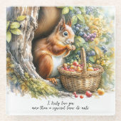 かわいい引用文ロマンチックな水の色バレンティンズデイギフト ガラスコースター (正面)