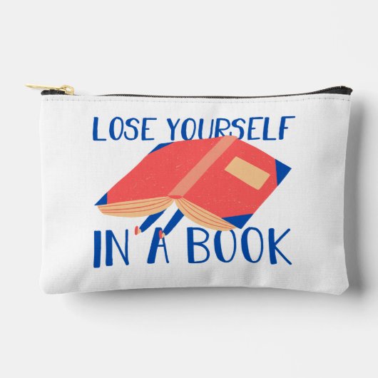 かわいい引用文「本の中で自分を失う」 アクセサリーポーチ (正面)