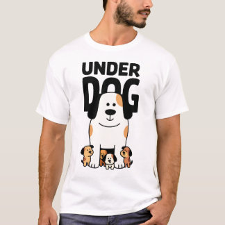 かわいい弱虫ワンコのグループ カートゥーン Tシャツ