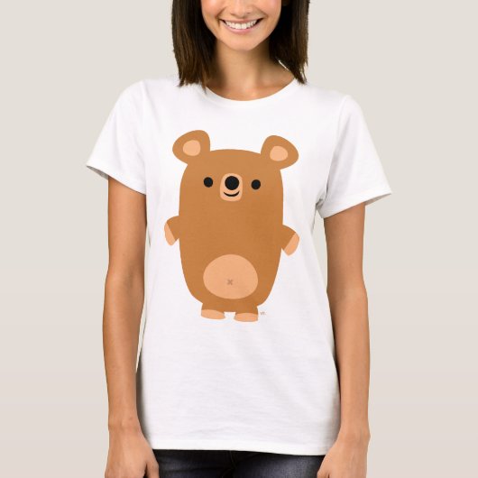 かわいい強いマンガのクマの女性Tシャツ Tシャツ (正面)