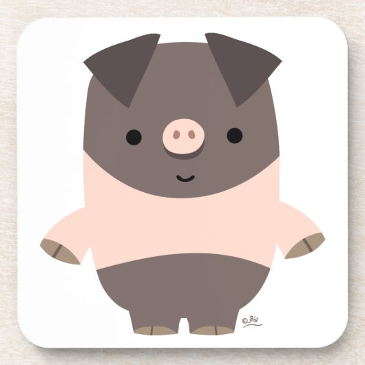 かわいい強いマンガ豚コースターセット コースター (正面)
