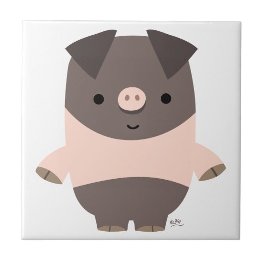 かわいい強いマンガ豚タイル タイル (正面)