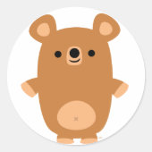 かわいい強い漫画のクマのステッカー ラウンドシール (正面)